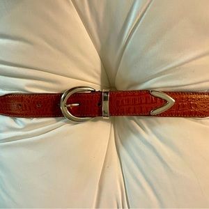 Brown Mock Alligator Brown Leather Belt  M